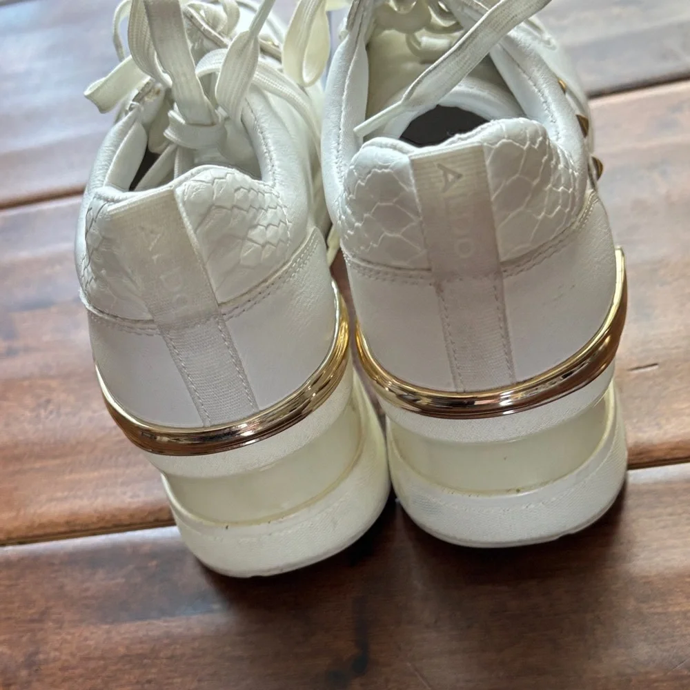 Aldo Women's White Leather Sneakers - Picture 8 of 10
